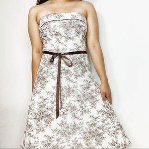 Vintage Teeze Me Cream Floral Strapless Dress